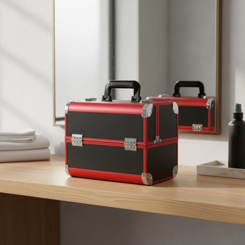 Aluminum makeup case lockable - aluminum,
