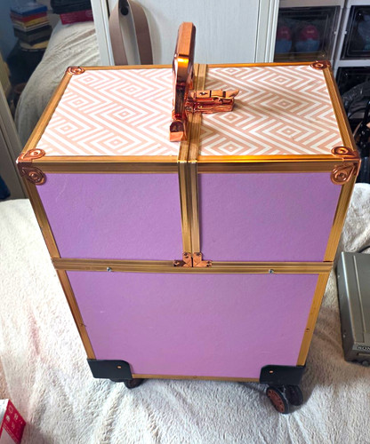 Pink rose gold geometric hard - geometric,